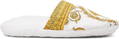 Versace White 'i Heart Baroque' Slippers