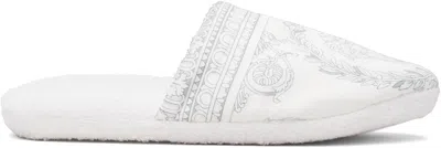 Versace White 'i Heart Baroque' Slippers In Neutral