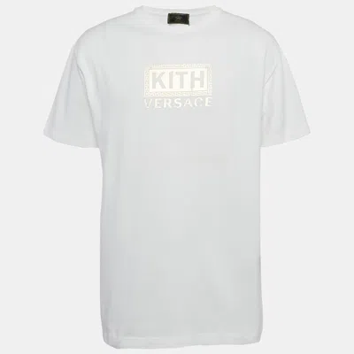Pre-owned Versace White Kith Print Cotton Crewneck T-shirt M