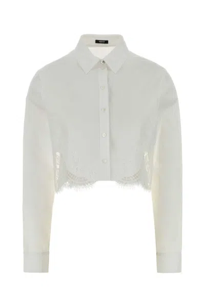 Versace White Lace Cropped Shirt