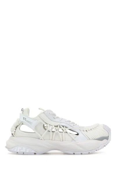 Versace Panelled White Sneakers With Cut-out Detailing