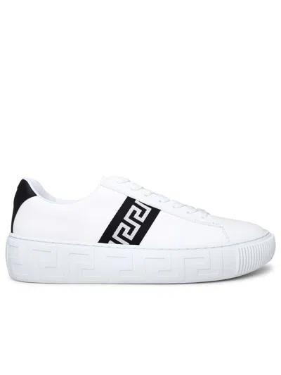 Versace Leather Greca Sneakers In White