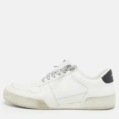 Pre-owned Versace White Leather Llus Low Top Sneakers Size 40.5