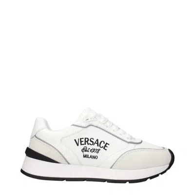 Versace White Leather Low Top Sneakers