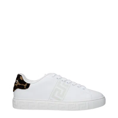 VERSACE WHITE LEATHER LOW TOP SNEAKERS