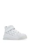 Versace White Perforated High Top Sneakers In 1w00p