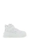 Versace White Perforated High Top Sneakers In White