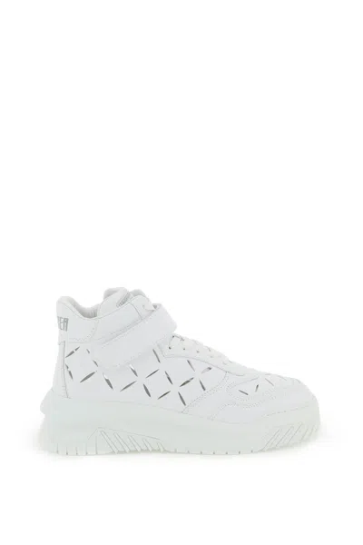 VERSACE WHITE LEATHER ODISSEA SNEAKERS