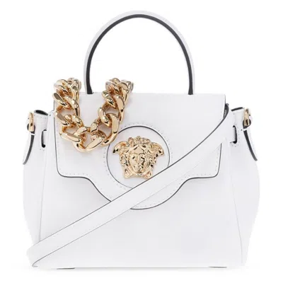Versace White Leather Small La Medusa Handbag