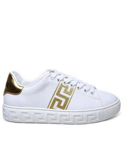 VERSACE VERSACE WHITE LEATHER SNEAKERS