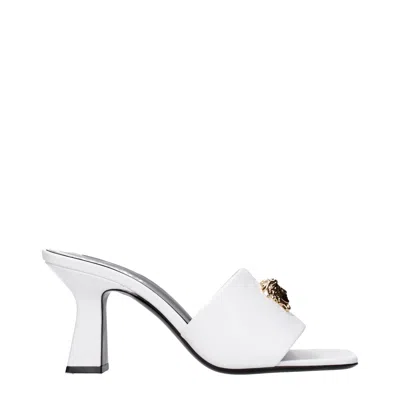Versace White Leather Stiletto Heels Sandals