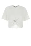 Versace Cotton Cropped T-shirt Front Drape In White