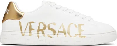 Versace White Logo Greca Sneakers In Multi