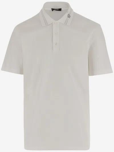 Versace White Logo Polo Shirt