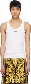 Versace White Logo Ribbed Tank Top