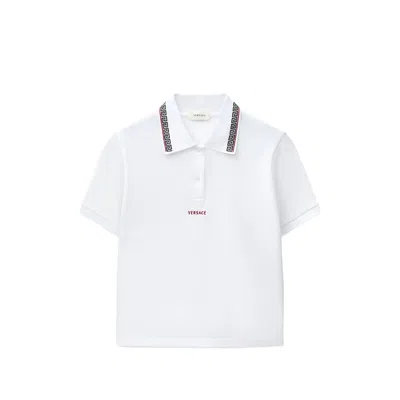Versace White Logo Shirt Collar Polo