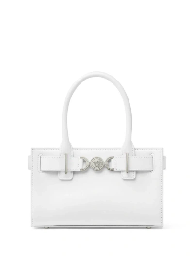 VERSACE WHITE MEDUSA '95 SMALL LEATHER TOTE BAG