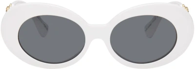 Versace White Medusa Biggie Oval Sunglasses In 314/87 - White