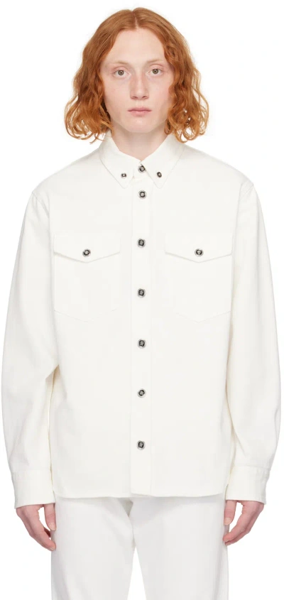 Versace White Medusa-buttons Denim Shirt In Beige