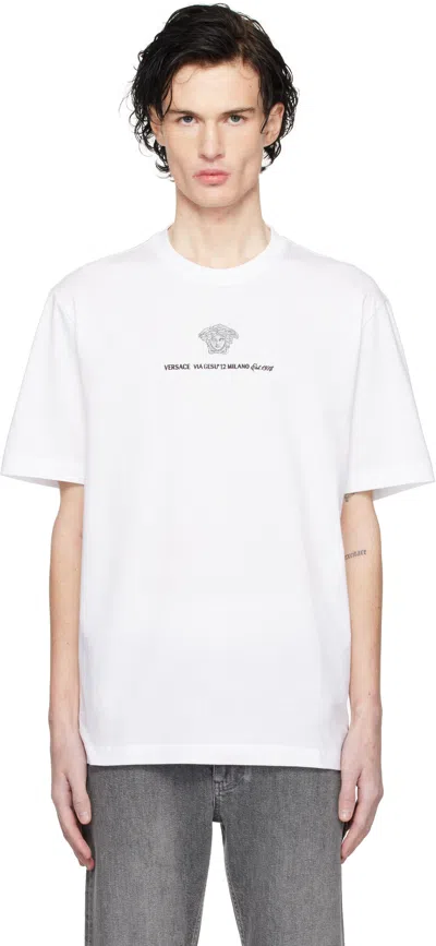 Versace Medusa Milano T-shirt In 1w000-optical White