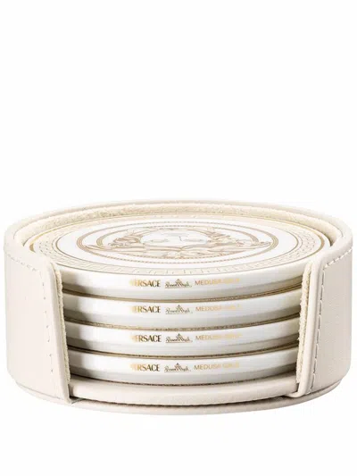 Versace White Medusa Gala Porcelain Coaster Set