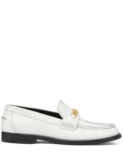 Versace Medusa Leather Loafers In White