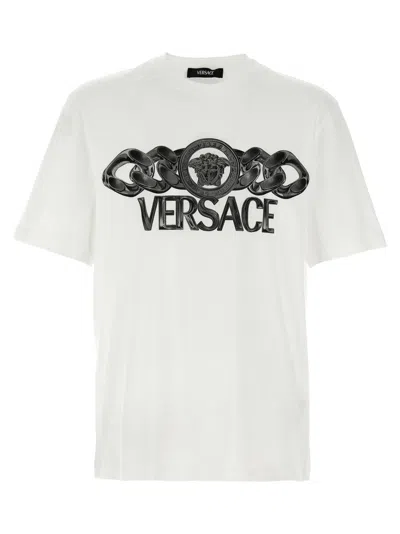 VERSACE WHITE MEDUSA LOGO PRINT T-SHIRT