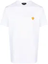 Versace White Crewneck T-shirt With Medusa Embroidery On The Front In Cotton Man In White