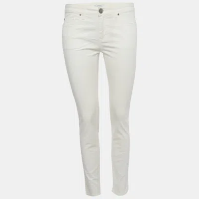 Pre-owned Versace White Medusa Studded Denim Slim Fit Jeans M/waist 30"
