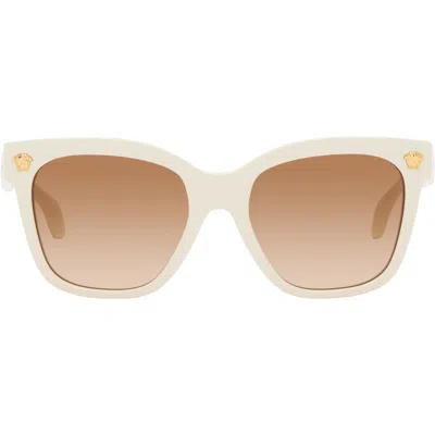 Versace White Medusa Sunglasses In Green