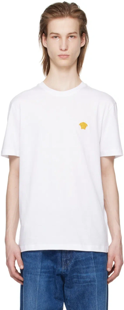 Versace White Medusa T-shirt In 1w000-optical White