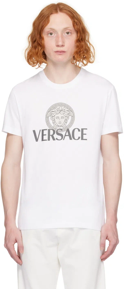 Versace White Medusa T-shirt In Optical White