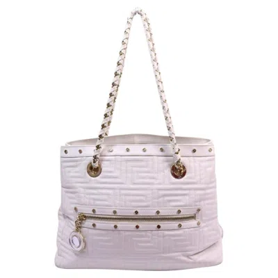 Pre-owned Versace White Monogram Quilted Shoulder Tote