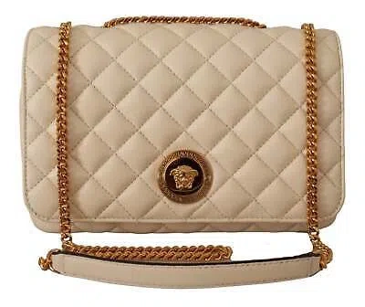 Pre-owned Versace White Nappa Leather Medusa Shoulder Bag