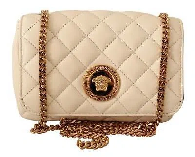 Pre-owned Versace White Nappa Leather Medusa Small Crossbody Bag