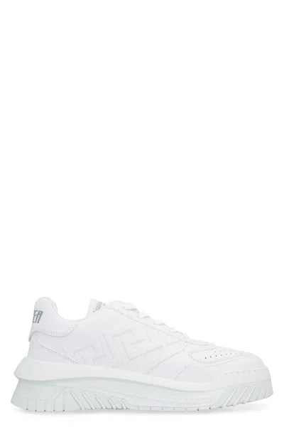 Versace White Odissea Leather Sneakers For Men