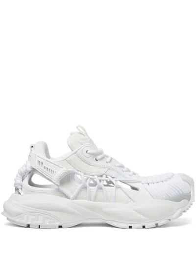 Versace White Panelled Sneakers With Cut-out