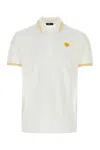 Versace White Polo Shirt With Classic Collar And Medusa Embroidery On The Front In White