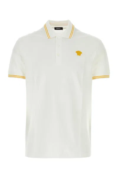 VERSACE WHITE PIQUET POLO SHIRT