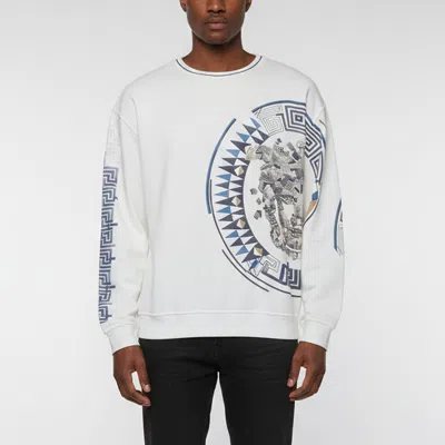 Pre-owned Versace White Printed Jersey Crewneck Sweatshirt Xxxl