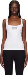Versace Rib Tank Top With Embroidery Patch White In 1w010-white