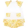 VERSACE WHITE SET FOR BABY GIRL WITH BAROQUE PRINT