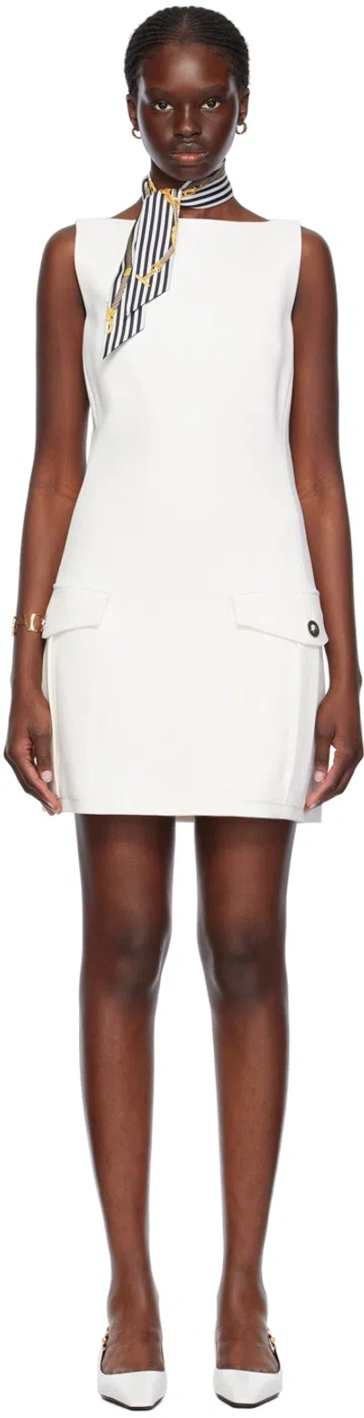 Versace White Shift Minidress In 1w000-optical White