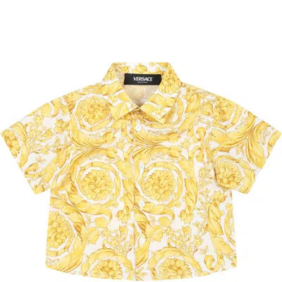 Versace White Shirt For Baby Boy With Baroque Print