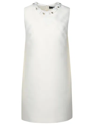 Versace Silk Blend Duchesse Mini Dress In White
