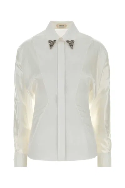 Versace White Slim Embellished Shirt