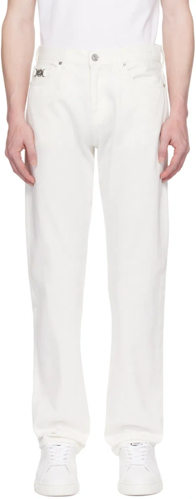 Versace Medusa Head Detail Straight-legged Jeans In White