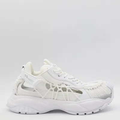 VERSACE WHITE LEATHER AND FABRIC MERCURY M_VS_01 SNEAKERS