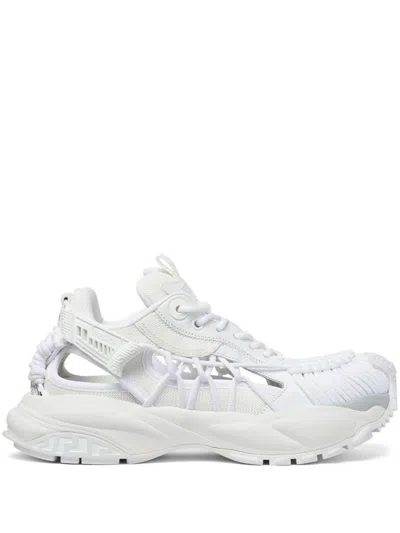 Versace White Sneakers With Panelled Design And Cut-out