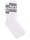 VERSACE WHITE SOCKS WITH LOGO IN COTTON MAN
